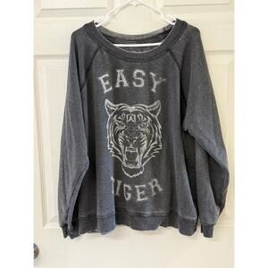 Recycled Karma “Easy Tiger” Graphic Sweatshirt | Charcoal Gray | Size L